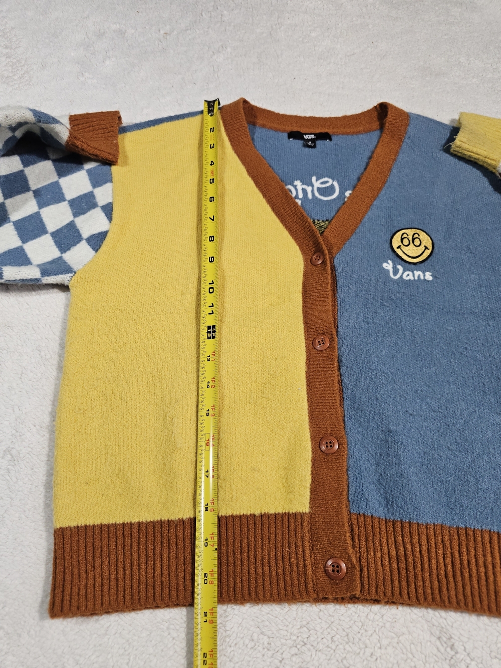 Vans Off The Wall Dusk Downer Checkered Cardigan Sweater Button Woman’s Size S - Picture 15 of 15